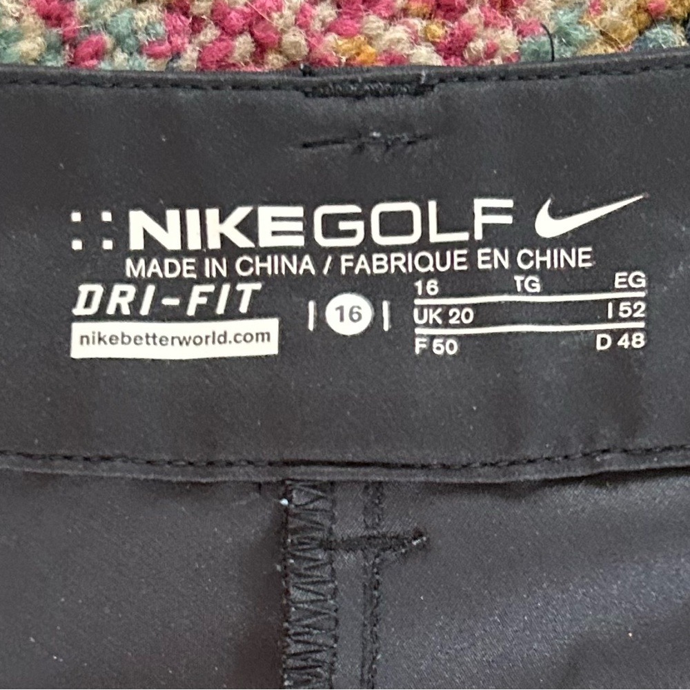 Nike | Women's Black Dri-FIT Golf Pants Ankle Slits Black Embroidered Logo Sz 16 - Picture 15 of 16